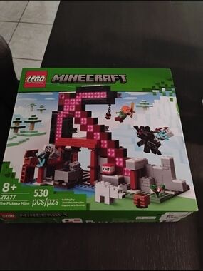 LEGO Minecraft Box Art with Bright Green, Pink and Red Accents